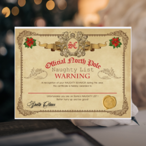 Naughty List Warning Certificate